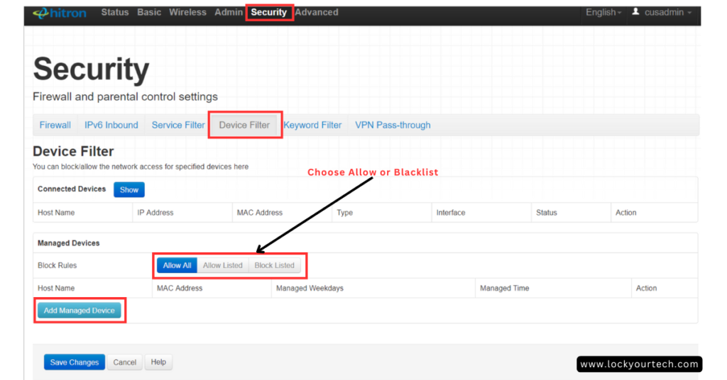 mac2 mac address filtering